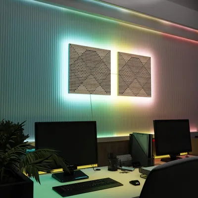 Produktbild von 2er-Pack-LED Akustikwandpaneele mit RGB Glow für Echo Control | Schallabsorbierende Paneele mit Backlight |2x WILDS - Separately|Sonoma