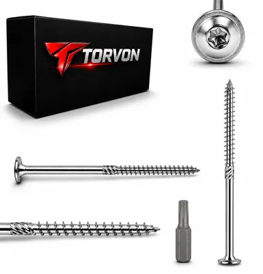 Produktbild von TORVON Premium Holzschrauben Tellerkopf Vollgewinde weiß verzinkt 6 x 140 mm 100 St. inkl. Bit, KI-generiertes Bild