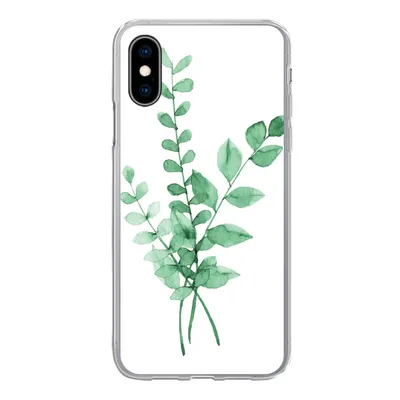 Produktbild von MuchoWow® Handyhülle Schutzhülle Hülle für iPhone X Aquarelle - Blätter - Pflanzen Silikon Softcase Handy Hülle - Handyhülle