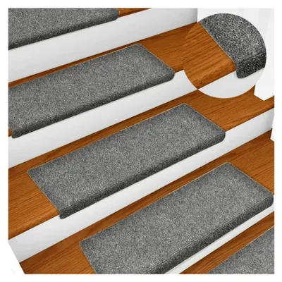 Produktbild von Treppenmatten 5 Stück, Stufenmatten, Treppenteppich, Treppenschutz, Hellgrau 65x25 cm Nadelvlies