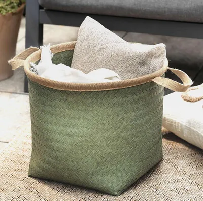 Produktbild von Füllkorb "Soft" aus PP geflochten in grün, Ø 40 x 35 cm, Aufbewahrungskorb, Ordnungskorb, Flechtkorb