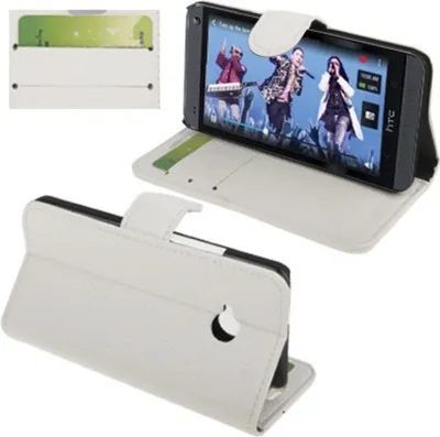 Produktbild von Handyhülle Horizontal Flip mit Credit Card Slots für HTC One M7 Weiss