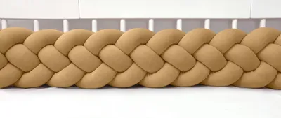 Produktbild von Bettschlange 4-strängig geflochten Velours 400 cm – Ocker | Bettumrandung Babybett Nestchen | Letino