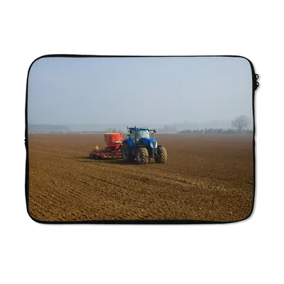 Produktbild von MuchoWow® Laptop Hülle 13 Zoll Traktor - Blau - Nebel Laptoptasche - Laptophülle - Sleeve - Rundumschutz