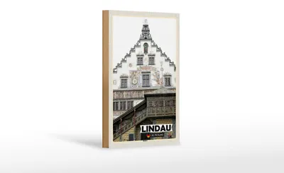 Produktbild von Holzschild Städte Lindau Rathaus Architektur Dekoration 12x18 cm