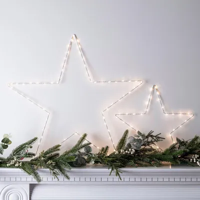 2er-Set Weihnachts-Sterne Fensterdeko mit 120 warmweißen LEDs