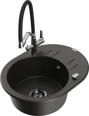 Produktbild von Mexen Kevin 1-Becken-Granitspüle mit Mischbatterie Duo, Schwarz/Gold metallisch - 6517-75-671701-07-B