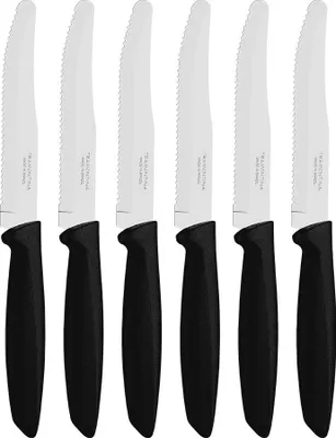 Produktbild von Gezackte Fleischmesser, Rundgriff, Plenus, Schwarz, 6 Stück