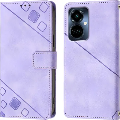Produktbild von Hülle für Tecno Camon 19 Pro 5G Prägung Flip Leder Brieftasche Schutzhülle mit Ständer Lila
