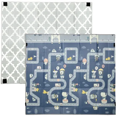 Produktbild von Faltbare und wendbare Babyspielmatte, dicke Schaumstoffmatte, 202 x 180,5 x 1 cm, mehrfarbig