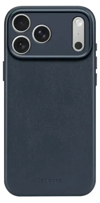 Produktbild von DECODED Lederhülle für iPhone 17 Pro, Premium ECCO Leder, MagSafe Kompatibel, Kameraring Geschützt, Glastaste, Kratzfest, Blau
