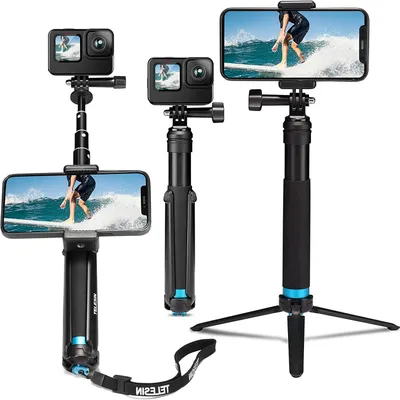 Obrázok produktu pre Rozšíriteľný selfie tyč z hliníkovej zliatiny, 6 v 1, s 3-cestným mini statívom
