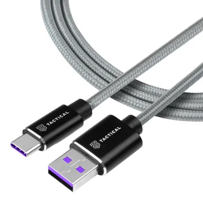 Obrázok produktu pre Tactical rýchlonabíjací kábel USB-A/USB-C - HUAWEI SUPER CHARGE 1m-Sivá KP11573