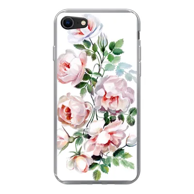 Produktbild von MuchoWow® Handyhülle Schutzhülle Hülle für iPhone SE 2022 Aquarell - Rosen - Blumen Silikon Softcase Handy Hülle - Schutzhülle