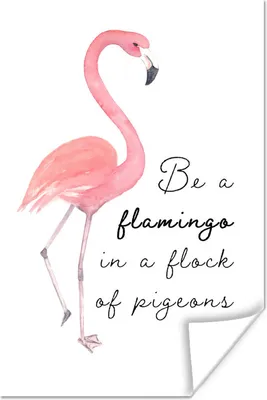 Produktbild von MuchoWow® Poster Rosa - Flamingo - Zeichnung 80x120 cm - Papierdruck