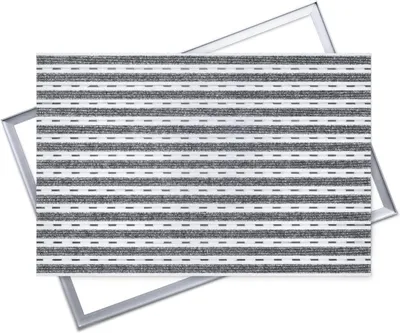 Produktbild von POLENTEX Aluminium Fußmatte für Türen mit Rahmen 90x60 cm, verstärkt 12 mm, Textil, objektgeeignete Eingangsmatte für Innen, Rips Grau