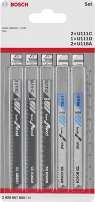 Immagine prodotto di set di 5 lame per seghetto alternativo Legno e metallo, albero a U U 111 C, U 111 D, U 118 A
