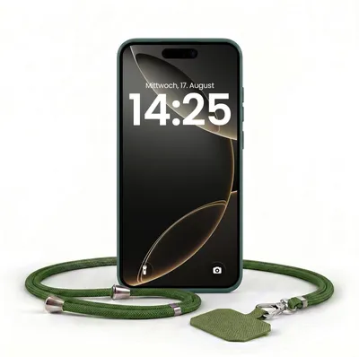 Produktbild von Handyhülle für Apple iPhone 17 mit Handykette Band Kordel Hülle Case Schutzhülle Grün