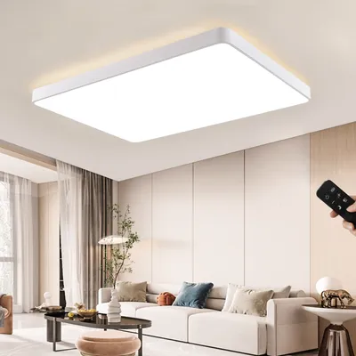 Produktbild von 90W LED Deckenleuchte Dimmbar 90x55CM Deckenlampe mit Fernbedienung 3000K-6500K Helligkeit einstellbar moderne Rechteckige Leuchte für  Wohnzimmer