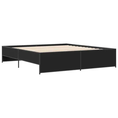 Zdjęcie produktu dla Rama łóżka, czarna, 200x200 cm, materiał drewnopochodny i metal