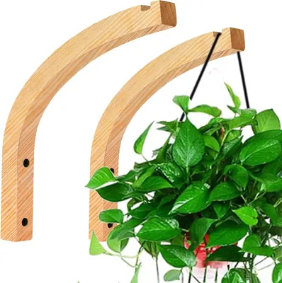 Produktbild von 2 Stück Holz Blumenampel Wandhalterung Wandhaken Pflanzenhalterung