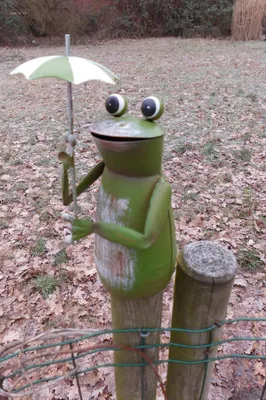 Produktbild von Zaunfigur Zaunhocker Gartendeko witziger frecher Frosch m. Schirm 16cm