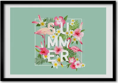 Produktbild von Bild - Bilderrahmen - 100 cm x 70 cm - MDF - Rahmen - Foto - Wandkunst Urlaub und Flamingos
