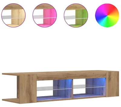 Produktbild von vidaXL TV-Schrank mit LED-Leuchten Artisan-Eiche 90x39x30 cm