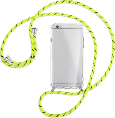 Produktbild von Handykette Backcover-Schutzhülle mit Band (Metall silberfarben) für Apple iPhone 6 Plus - neongelb