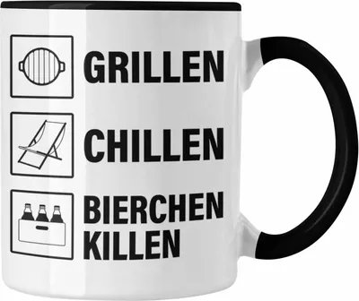 Produktbild von Trendation - Grill Tasse Geschenk Männer Steak Liebhaber Grillen Geschenkidee Vater BBQ (Schwarz)