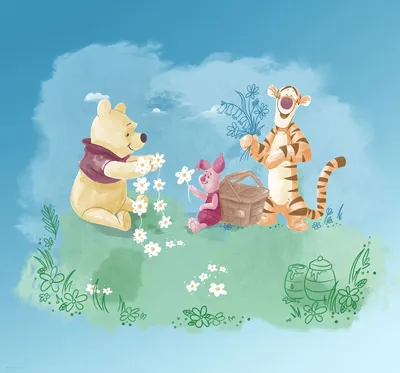 Zdjęcie produktu dla Disney fototapeta Kubuś Puchatek niebieskimIzielonym - 610072 - 300 x 280 cm