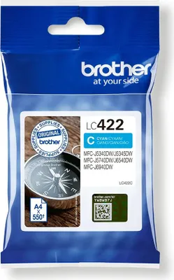 Zdjęcie produktu dla Brother LC422C, Cyjan, 1 szt., 550 stron(y), Jednopak