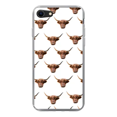 Produktbild von MuchoWow® Handyhülle Schutzhülle Hülle für iPhone SE 2020 Schottischer Highlander - Kuh - Muster Silikon Softcase Handy Hülle - Kartenbesitzer