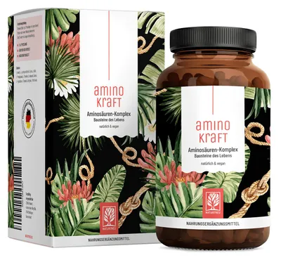 Produktbild von Aminosäuren Komplex - AMINOKRAFT - 180 hochdosierte vegane Kapseln - NATURTREU®