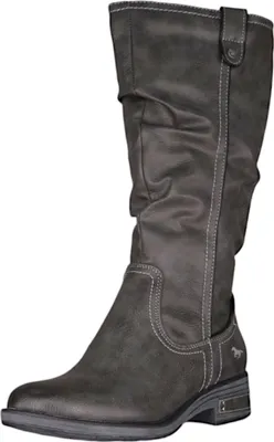 Produktbild von Mustang Damen Stiefel Langschaft Raffung Blockabsatz 1293-602, Größe:38 EU, Farbe:Grau