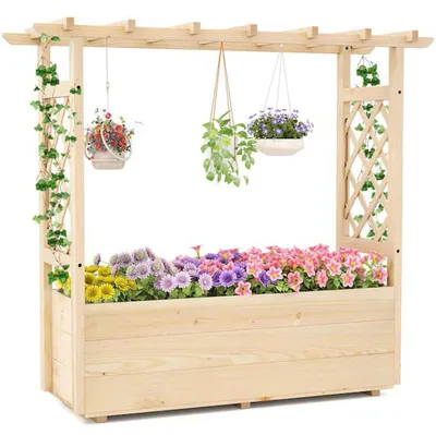 Obrázek produktu pro Dřevěný vyvýšený záhon se závěsnou střechou 21101600, 119 x 40 x 17 cm, přírodní