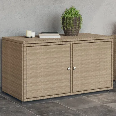 Produktbild von vidaXL Zahradní skříňka béžová 110x55x60,5 cm Poly ratan