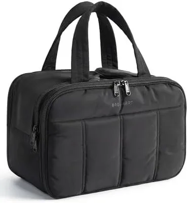 Produktbild von kulturbeutel Damen, Reise Kosmetiktasche Groß Kulturtasche zum Aufhängen für Frauen, Makeup Taschen Organizer mit Griff für Reisen, wasserdichte Waschtasche, Schwarz