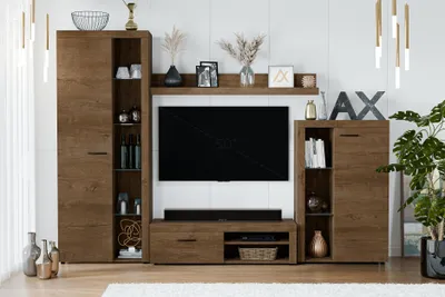 Produktbild von AX LIVING Spacoro Wohnwand Eiche Lefkas Wohnzimmerschrank 270 cm