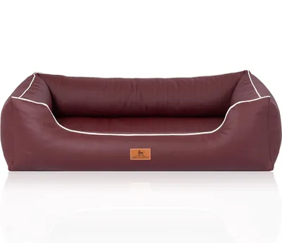 Produktbild von Knuffelwuff orthopädisches Hundebett aus Kunstleder Lovelock M-L 85 x 63cm Weinrot