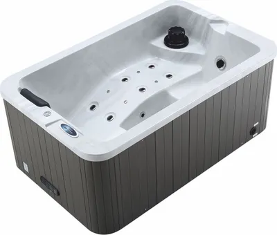 Produktbild von Casa Padrino Luxus Outdoor Jacuzzi Weiß / Schwarz / Grau 175 cm - Garten Whirlpool