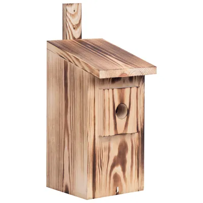 Produktbild von Woodygift Vogelhaus Nistkasten Typ A1 geflämmt - Nisthilfe aus Holz für Blaumeise, Tannenmeise, Sumpfmeise und Weidenmeise - 28 mm Einflugloch