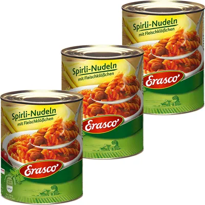 Produktbild von Erasco Spirli těstoviny s masovými kuličkami v rajčatové omáčce 800g 3-pack