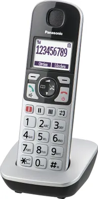Produktbild von Panasonic KX-TGQ500GS, IP-Telefon, Silber, Kabelloses Mobilteil, 4 Zeilen, 150 Eintragungen, LCD