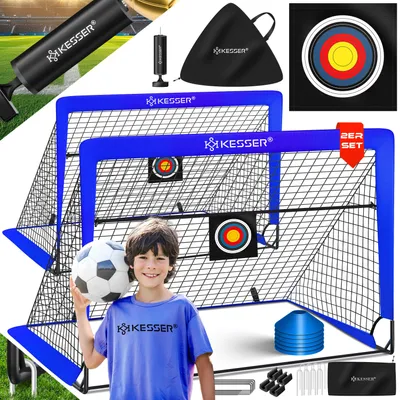Immagine prodotto di KESSER® Set da 2 porte da calcio, antiscivolo, completo di coni, bersaglio, borsa sportiva e pompa per palloni