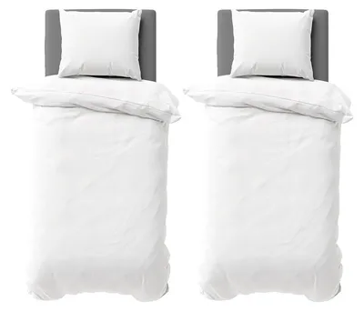 Produktbild von 4 teilige Uni Bettwäsche 135x200 cm Weiß Einfarbig Mikrofaser Bettbezug Garnitur Set