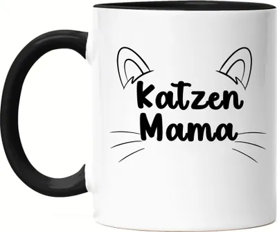 Produktbild von Katzen Mama Tasse Schwarz Katzenmama Geschenk Katzenliebhaber Katzenbesitzer Katzen Kätzchen Kaffeetasse