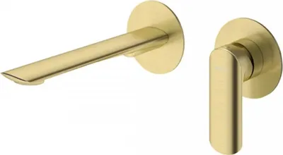 Immagine prodotto di Miscelatore per lavabo a parete senza scarico (tappo) oro spazzolato