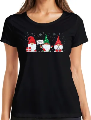 Produktbild von Merry Christmas Gnome Elfen Wichtel - Weihnachten Weihnachtsgeschenk Christmas Damen T-Shirt, Schwarz, XXL