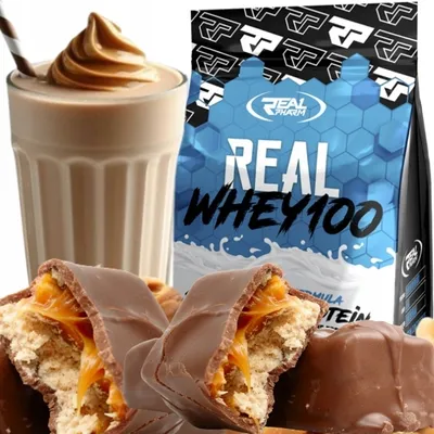 Produktbild von Real Pharm Molkenproteinkonzentrat WPC protein 700g Eiweißpulver geschmack: Milionaire Cake